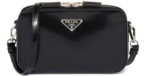 bnwt prada brique cross-body bag black brushed leather small|Prada Small Brique Brushed Crossbody Bag .